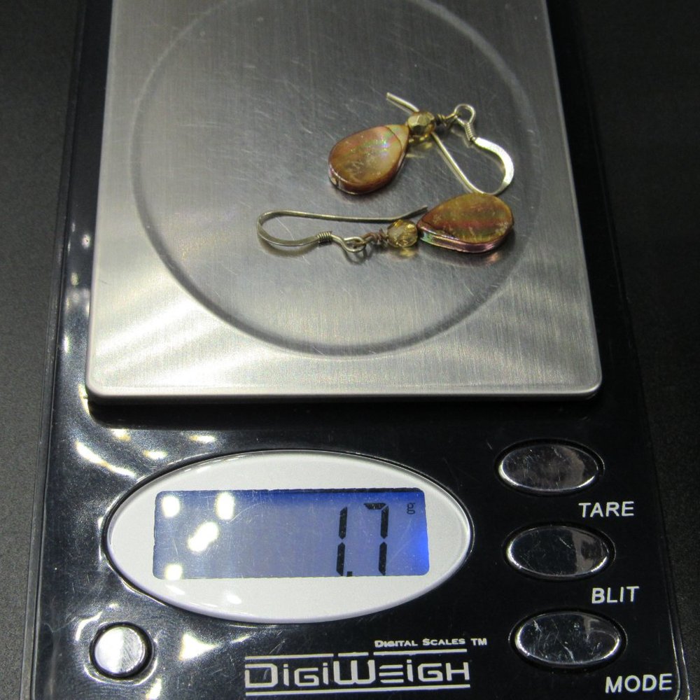 Sterling Silver Worn Teardrop Shape Shell Dangle … - image 6